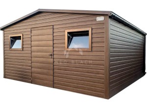 Schowek - Domek Ogrodowy 5x4m - Drzwi -2x okno - Ciemny Orzech - Drewnopodobny - Rynny - Dach Dwuspad  NB277