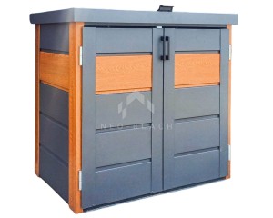 Zabudowa koszy na śmieci wiata śmietnikowa obudowa kubłów 120x65x110 cm 2x120L antracyt + złoty dąb NB422