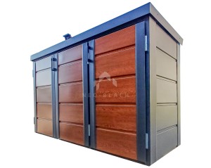 Zabudowa koszy na śmieci wiata śmietnikowa obudowa kubłów 207x80x120 cm 3x240L Antracyt - Jasny Orzech NB NB424