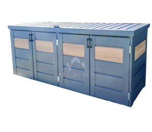 Zabudowa koszy na śmieci wiata śmietnikowa obudowa kubłów 235x65x110 cm 4x120L antracyt + jasny orzech NB426
