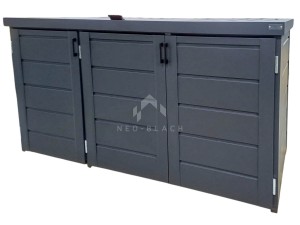 Zabudowa koszy na śmieci wiata śmietnikowa obudowa kubłów 207x80x120 cm 3x240L antracyt NB451