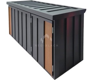 Zabudowa koszy na śmieci wiata śmietnikowa obudowa kubłów 177x65x110 cm 3x120L antracyt + jasny orzech NB497