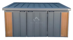 Zabudowa koszy na śmieci wiata śmietnikowa obudowa kubłów 177x65x110 cm 3x120L antracyt + jasny orzech NB498