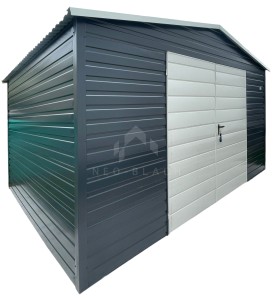 Schowek - domek ogrodowy 5x3m - brama dwuskrzydłowa - antracyt - biały - dach dwuspadowy NB539