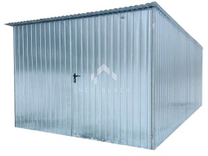 Blaszak - Garaż Blaszany 3x6m Brama dwuskrzydłowa - Ocynk - Dach Spad w tył NB122
