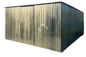 Blaszak - Garaż Blaszany 4x5m - Drzwi - Ocynk - Dach Spad w Tył NB149