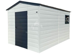 Schowek - Domek ogrodowy 2,5x4m - Drzwi - Okno - Biały - Antracyt - Dach Dwuspadowy NB156
