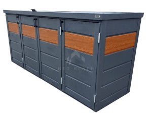 Zabudowa koszy na śmieci wiata śmietnikowa obudowa kubłów 275x80x120 cm 4x240L antracyt + złoty dąb NB231
